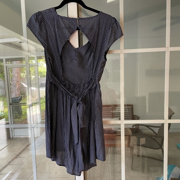Fun 2 fun blue patterned cutout open back romper with tie - Picture 2 of 13